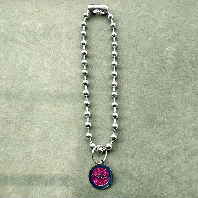 8MM bead Kalung titanium baja rantai kalung hijau bulat stainless steel liontin kalung wanita Eropa