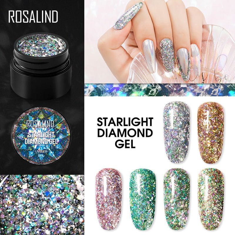 ROSALIND Starlight Diamond Gel 5ml/ Kutek / Cat Kuku/Kutek UV Gel/Kutek Gel UV/Kutek Glitter/UV LED Nail Polish/Nail Gel