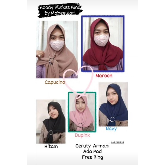 Hijab Instan | Hoody Plisket Ring | Hijab cantik | Hijab Murah by Maheswari