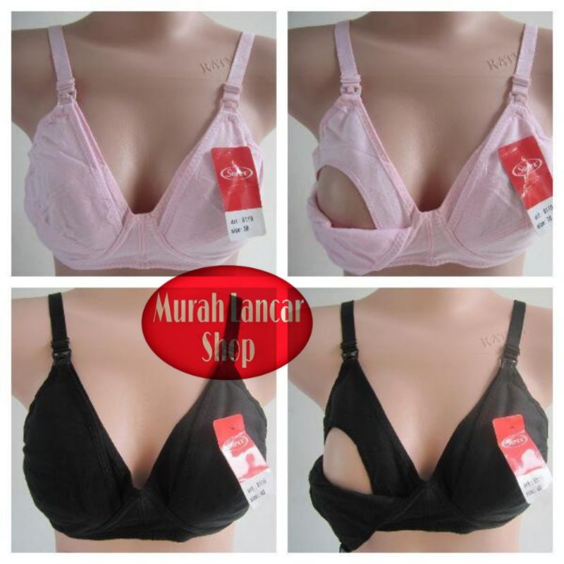 Bh Menyusui Sorex 8119 Tanpa Kawat & Busa - Bh Busui Katun Model Buka Tutup Kancing