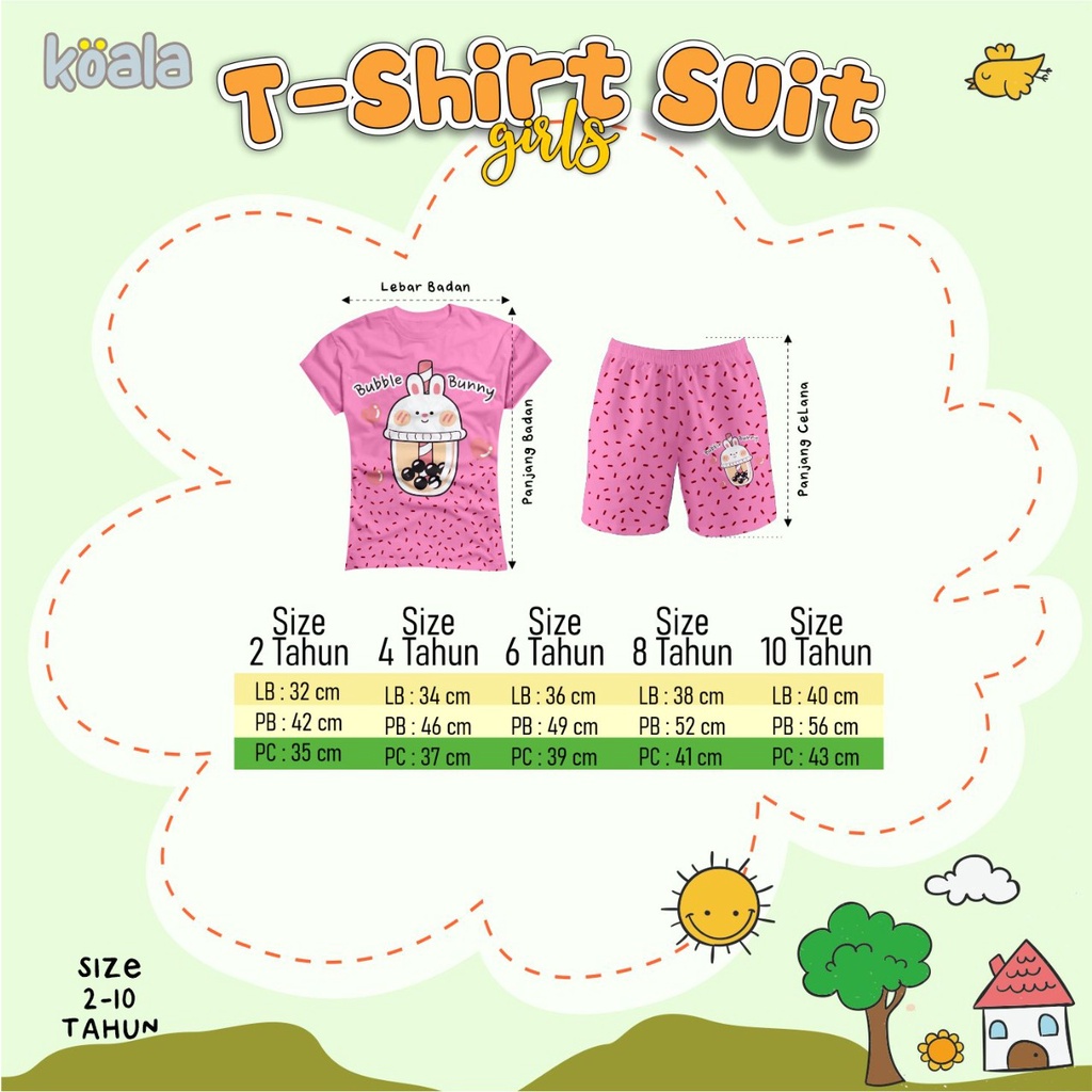 SETELAN ANAK UNISEX T-SHIRT SUITS USIA 2-10 TAHUN