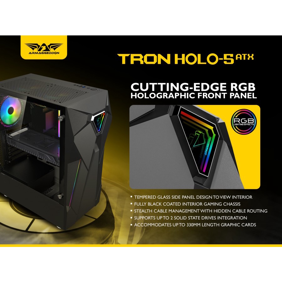 Casing Armaggeddon TRON HOLO 5 ATX RGB Holographic - Case TRON HOLO-5