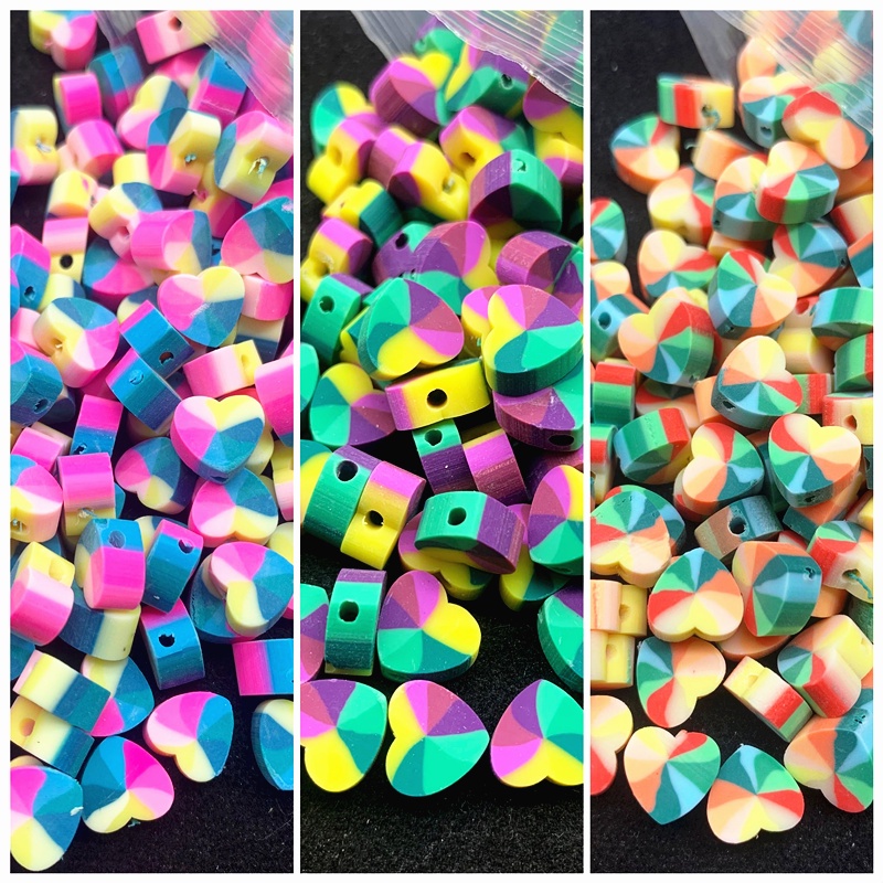 30Pcs/lot 10mm warna jahitan polimer tanah liat cinta manik-manik