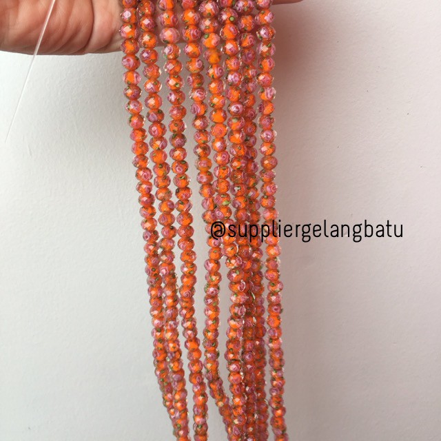 Lampwork kristal Murano 10x8mm bahan crystal ceko mawar orange premium beads aksesoris grosir craft