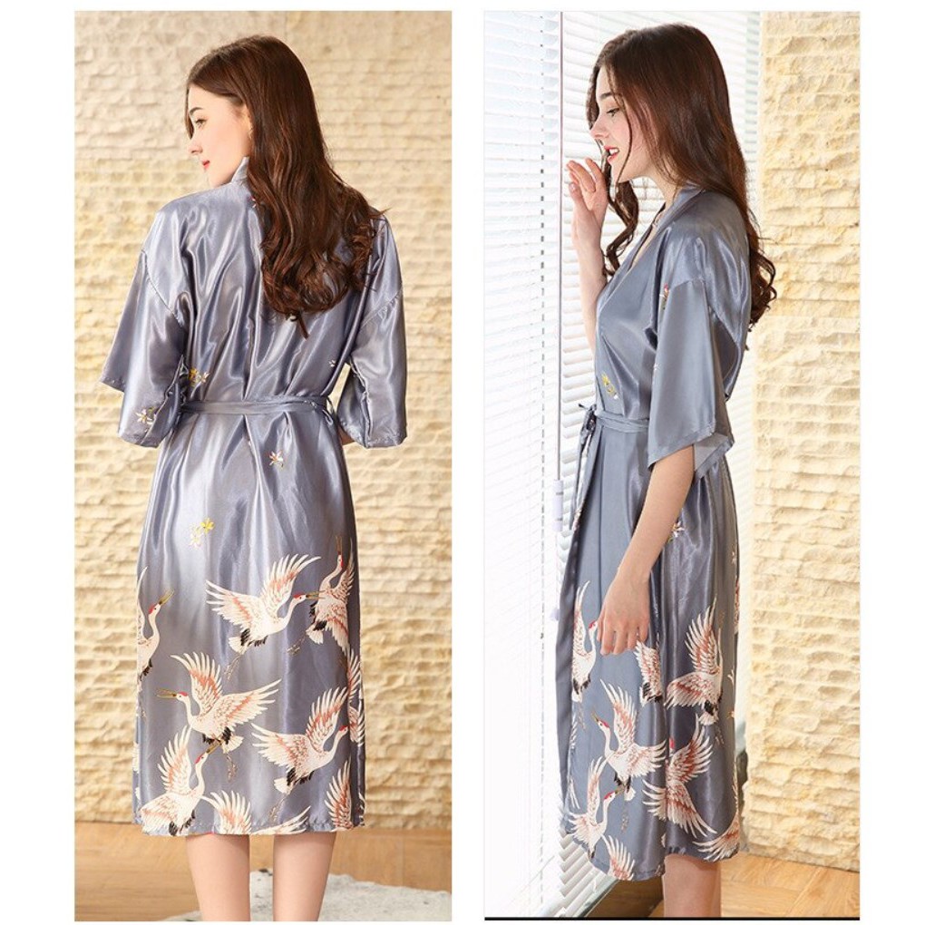 Baju Tidur Kimono Wedding Satin 02 Wanita Women Silk Korea Jepang Fashion Piyama Mewah Elegan