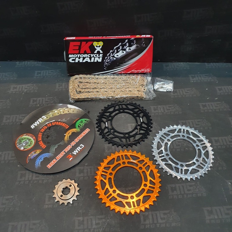 Gear Gir Set WR3 415 Rantai EK Chain 150L RRX Gold Ninja RR