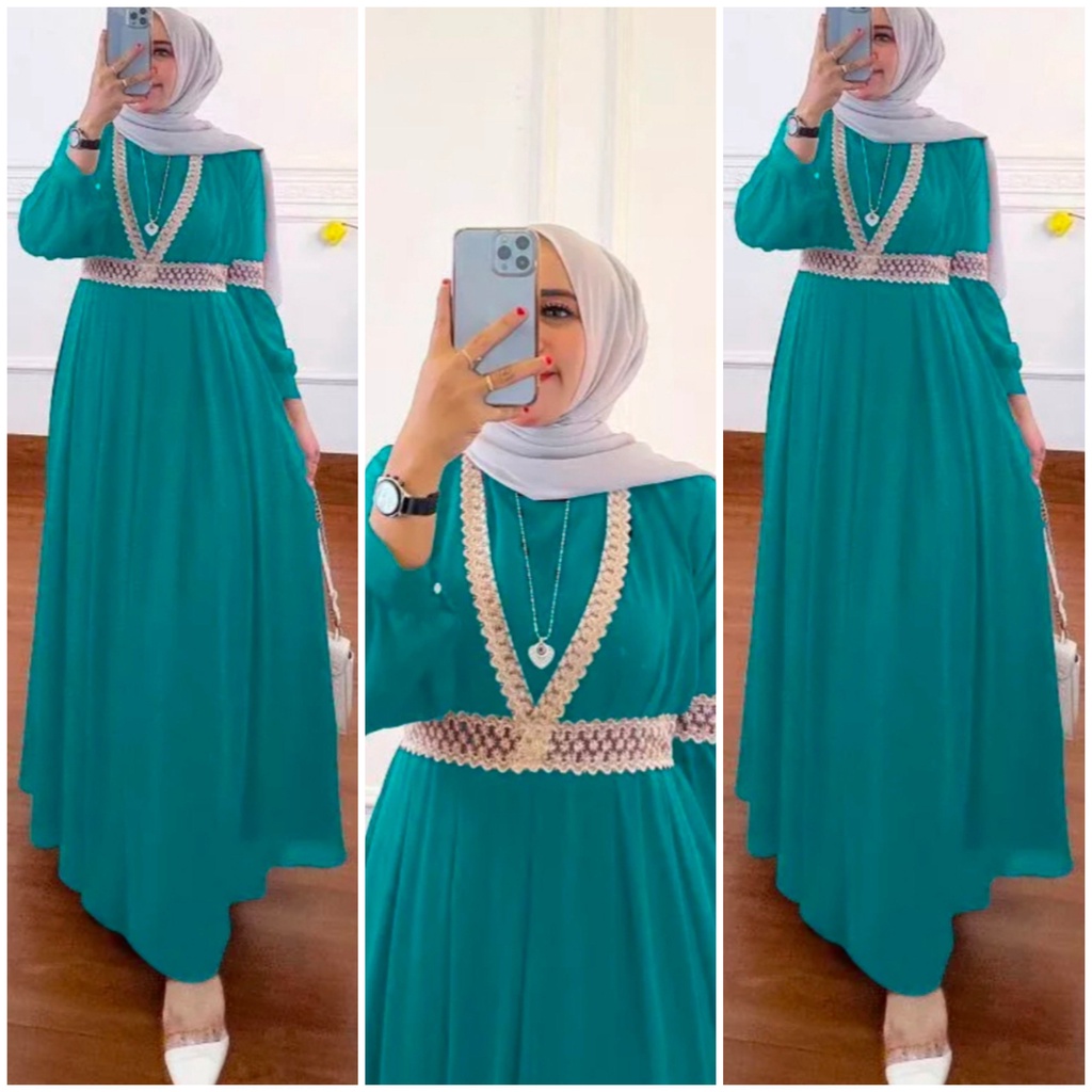 ayunda maxi ceruty renda import terbaru dan kekinian/ gamis ceruty renda