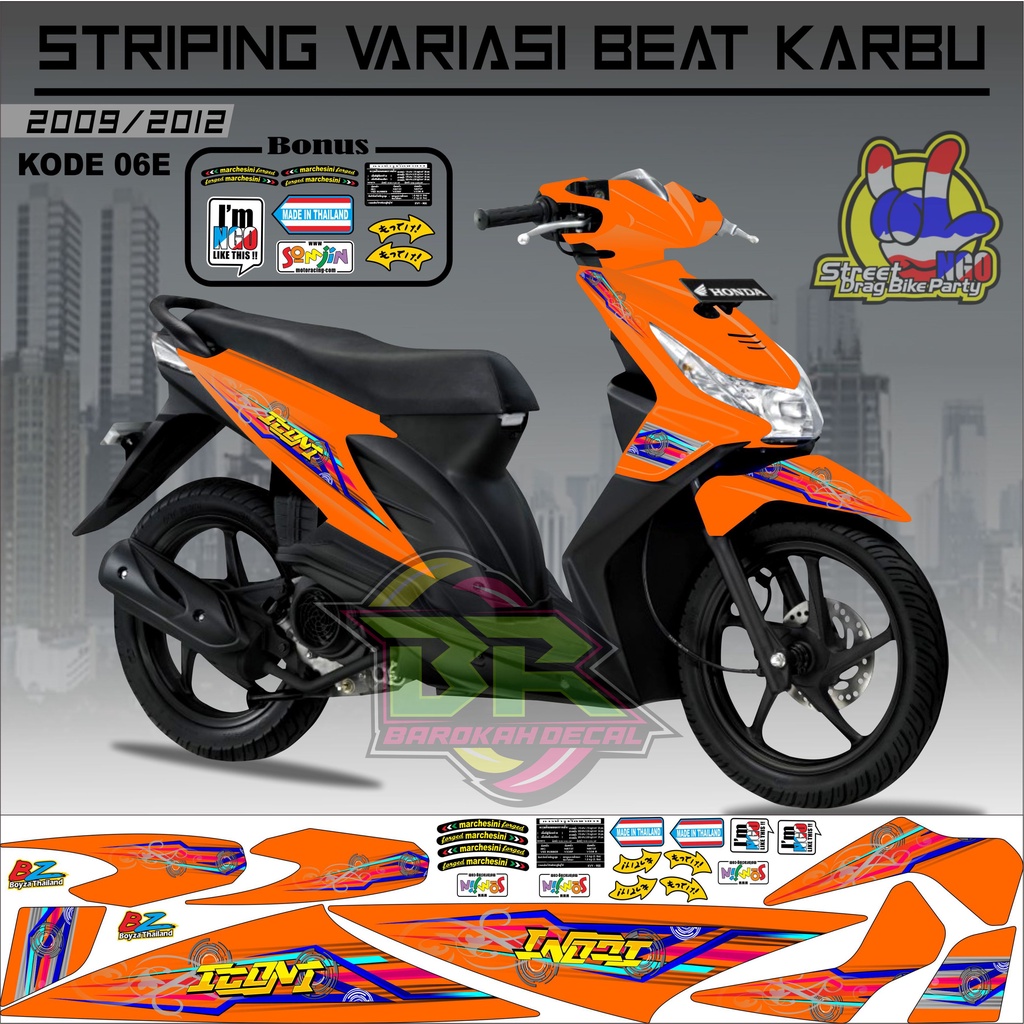 Striping Beat Karbu Stiker Lis Motor Beat Karbu kode 06