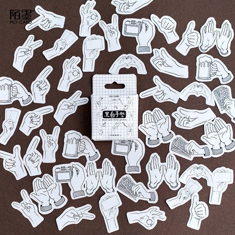 45 pcs Stickers HANDS Deco Diary DIY ScrapBook Planner Bujo  Journal-stiker lucu murah aesthetic