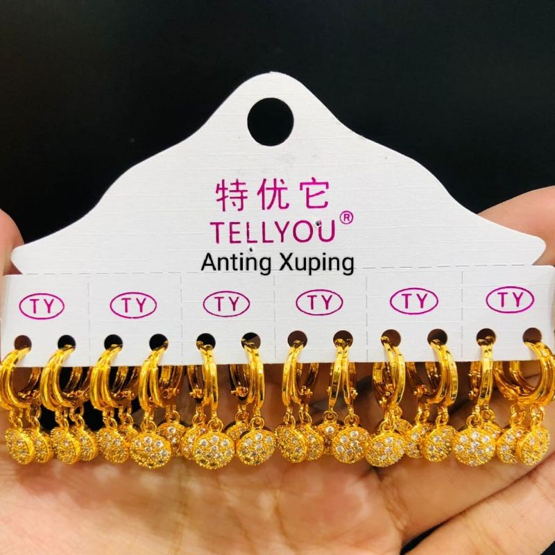 Anting jepit wanita dewasa perhiasan xuping lapis emas