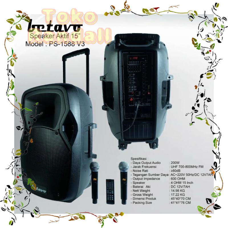 Speaker aktif portable 15inch 15 inch betavo ps 1588 v3 ps 1588v3