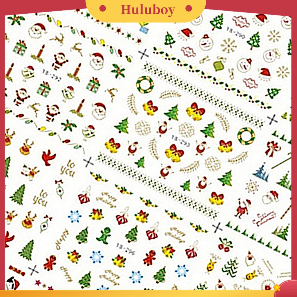 Huluboy Huluboy♡ 12pcs / Lembar Stiker Kuku Motif Natal Untuk Nail Art