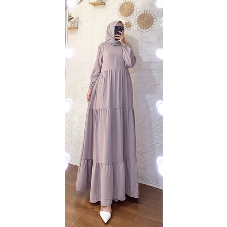 Gamis Polos Bella, Bahan Crinkle airflow Premium Dailydress