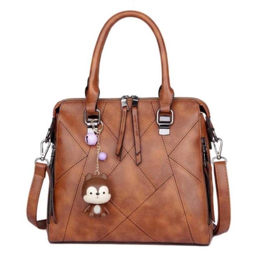 Promo KGS Tas Casual Wanita Stitches Anima Tassel Medium Tote Bag   Coklat Murah