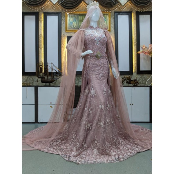 SALE GAUN SLIM DRESS MUMER BEREKOR/BAJU PENGANTIN TERBARU   /GAUN DRESS  MODERN