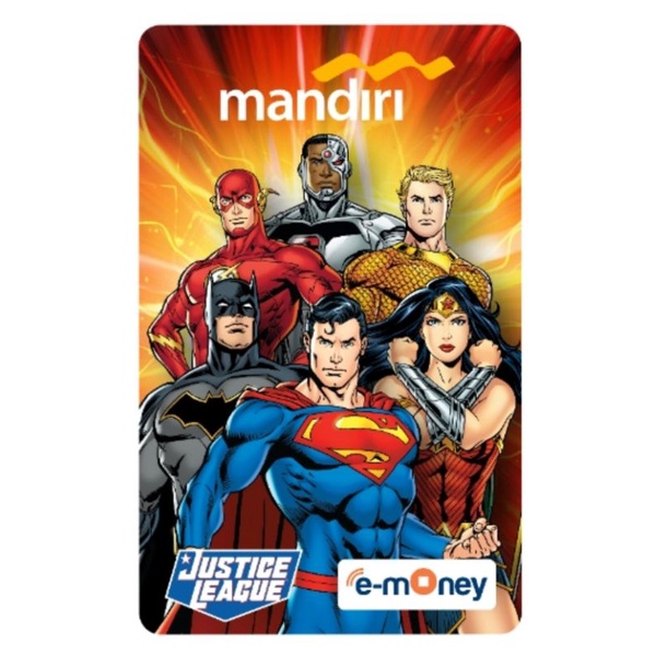 Mandiri eMONEY Justice League - ALL CHARACTER (SUPERMAN, BATMAN, WONDER WOMAN, THE FLASH, CYBORG, AQUAMAN ORI /Like eTOLL Tapcash Flazz or Brizzi