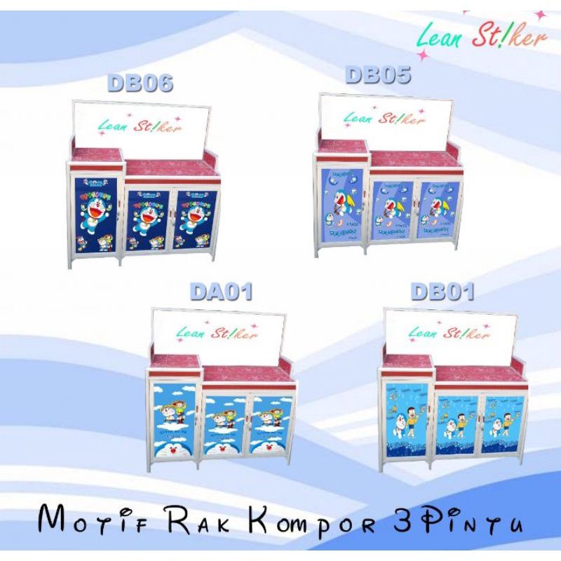 stiker meja kompor 3 pintu motif Doraemon