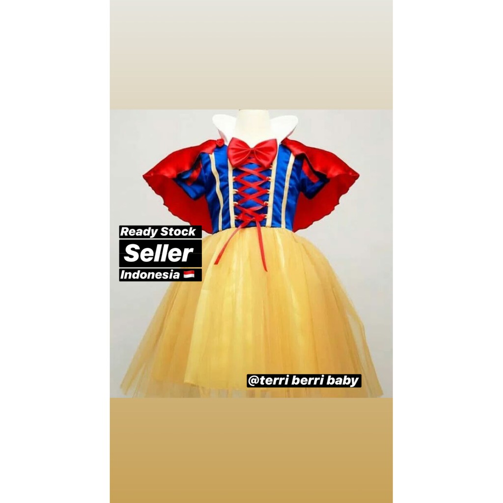 Kostum dress snow white anak cosplay snow white anak