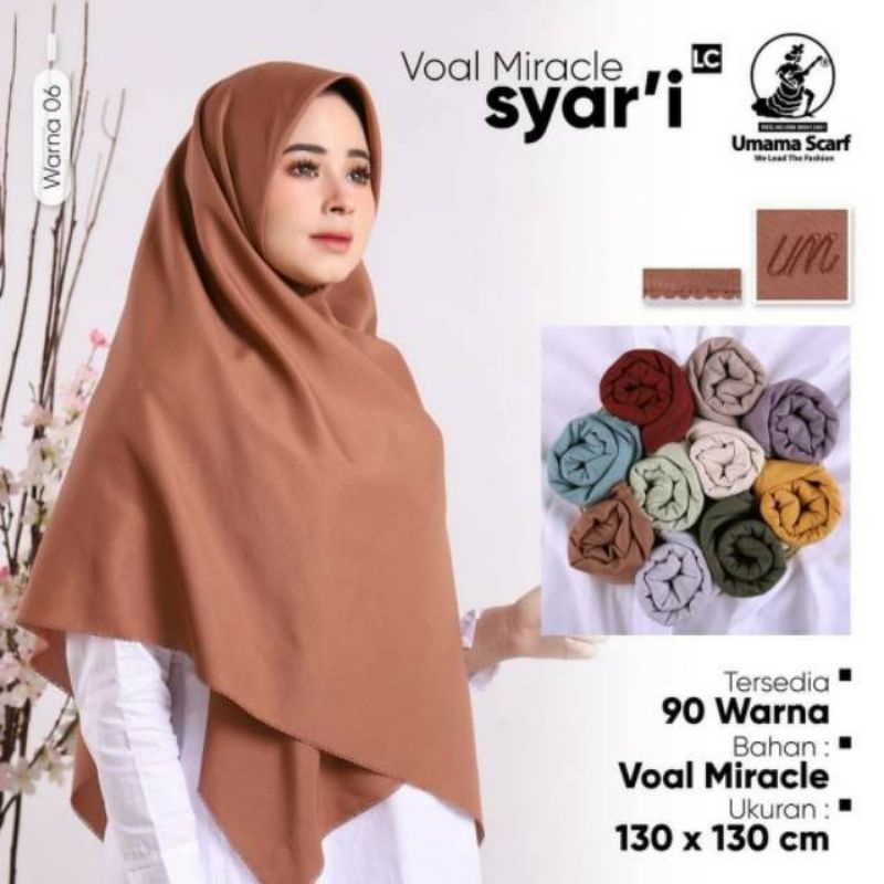 READY VOAL MIRACLE SYARI BY UMAMA SCARF SEGI EMPAT JUMBO UMAMA SCARF HIJAB SYARI SEGI EMPAT SYARI