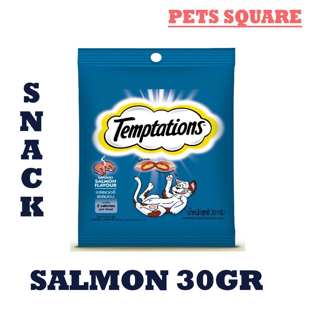 Temptations Snack Kucing Rasa Savoury Salmon 30g - Isi 1