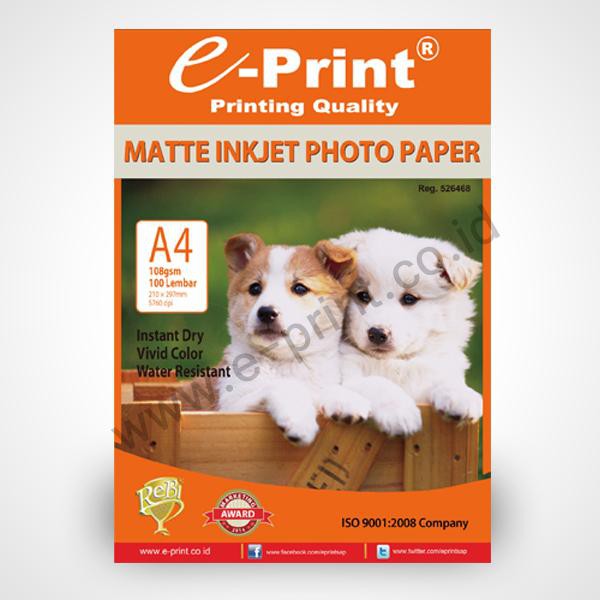 

MATTE INKJET PHOTO PAPER EPRINT 108 GRAM A4 100 LEMBAR