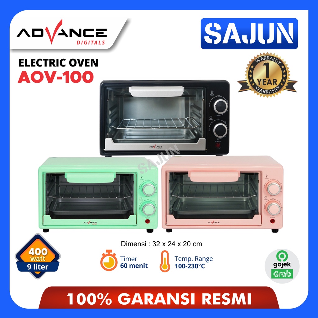 Oven Listrik Advance AOV100 Electric Oven 9 Liter 400 Watt