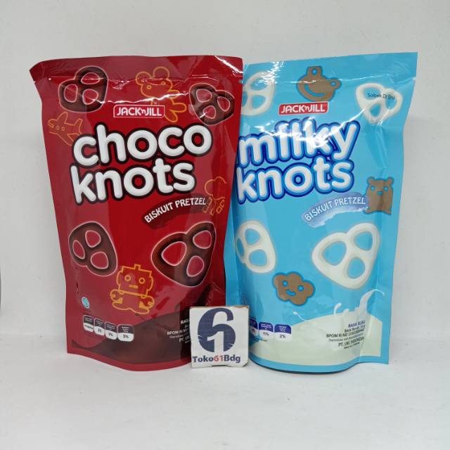 PROMO CHOCO KNOTS / MILKY KNOTS POUCH 55GRAM / SNACK JACK N JILL / Biskuit Pretzel / biscuit