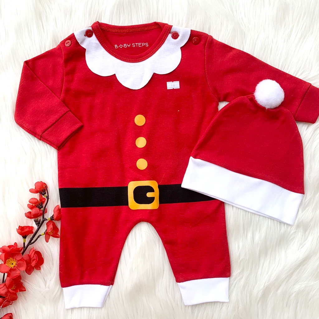 Baju newborn romper christmas edition lucu kekinian santaclaus motif natal bestseller pergi costume babygirl babyboy -chr