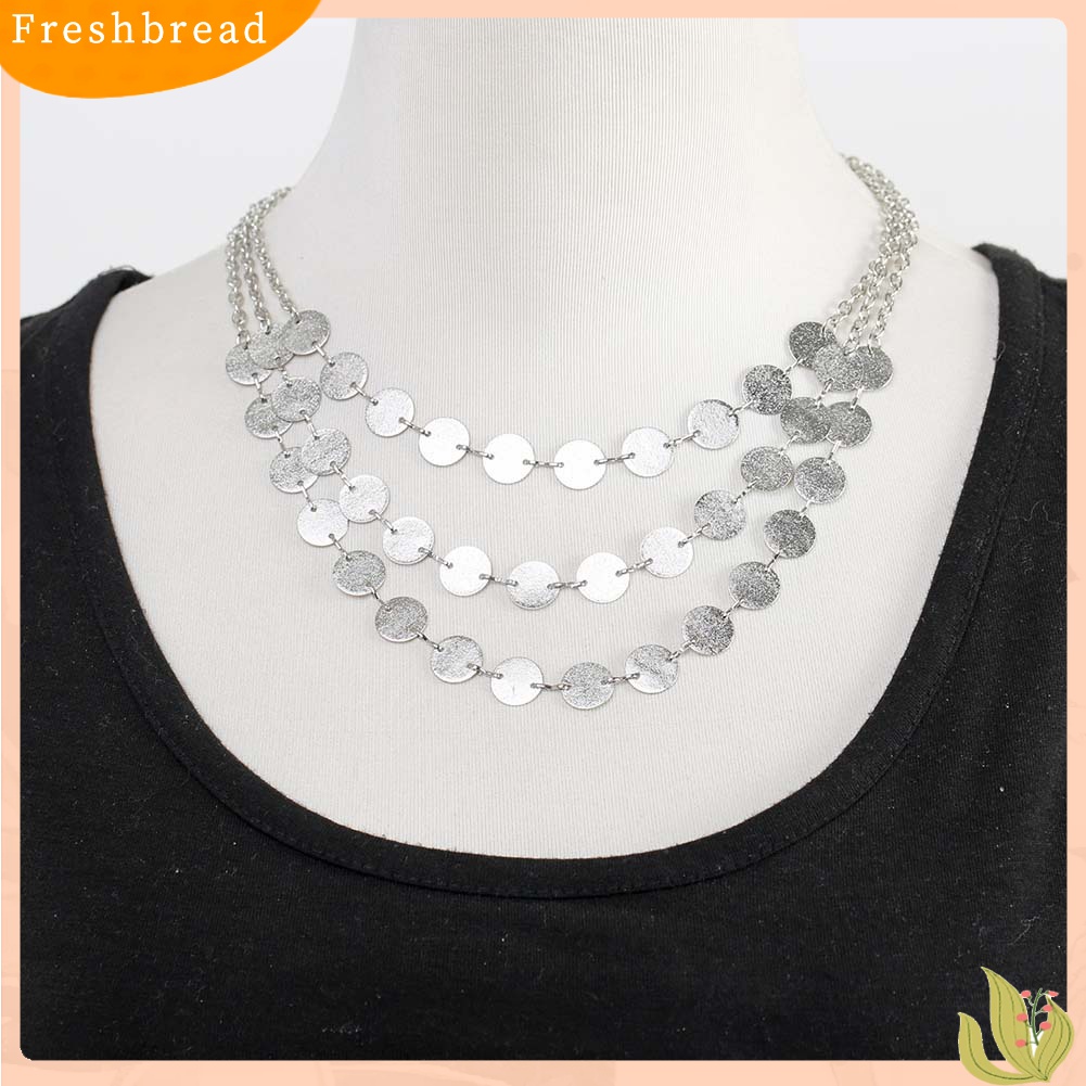 [TERLARIS]Fashion Women Sequin Coin Pendant Multilayer Long Chain Necklace Jewelry Gift