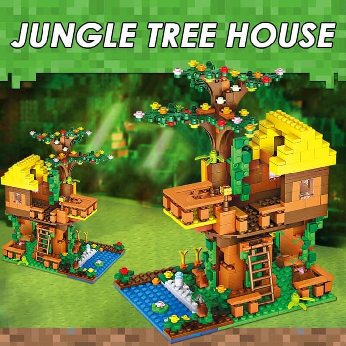 brick pinxing 302 minecraft my world jungle tree house mainan