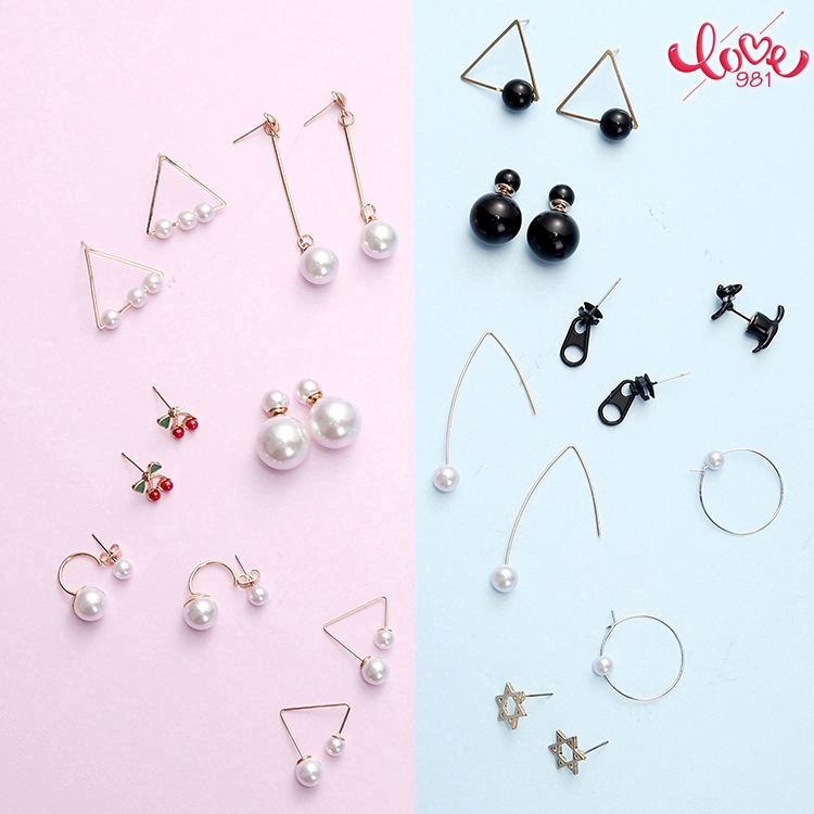 Anting anting, Perhiasan kecil, Anting geometris, Anting manik bulat, Gadis kecil segar hadiah perhiasan telinga, Klip telinga   Korean fashion jewelry，Simple and versatile pearl earrings, ear clips