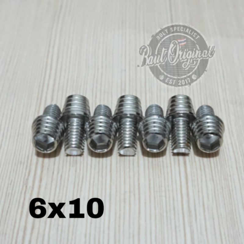 Baut probolt kerucut silver 6x10 drat 10 panjang 1cm heng thailand harga satuan