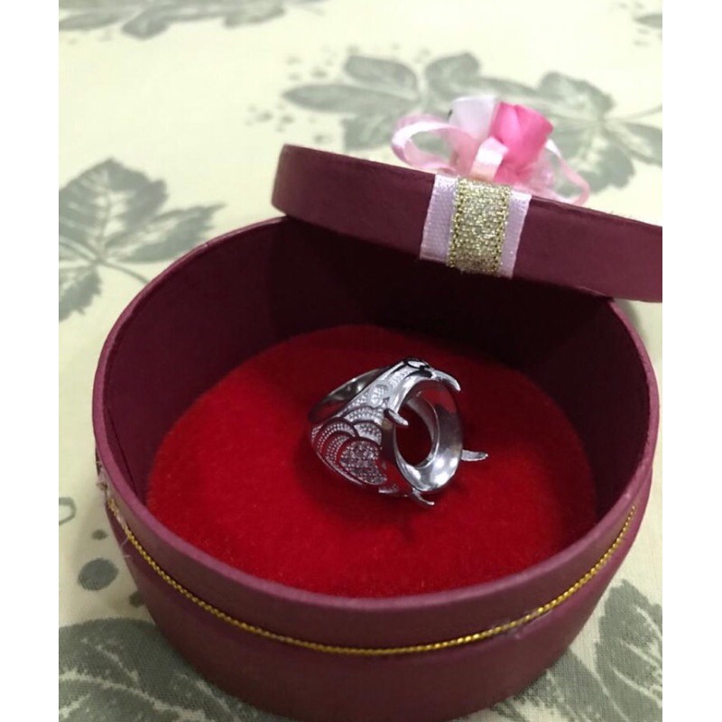 Kerangka/Cangkang Cincin Pria Batu Permata/Akik Impor Model Love 17x13