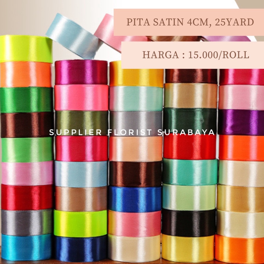 [PER ROLL] PITA SATIN 1,5 INCH 4 CM 25 YARD 22 METER 1.5 INCH