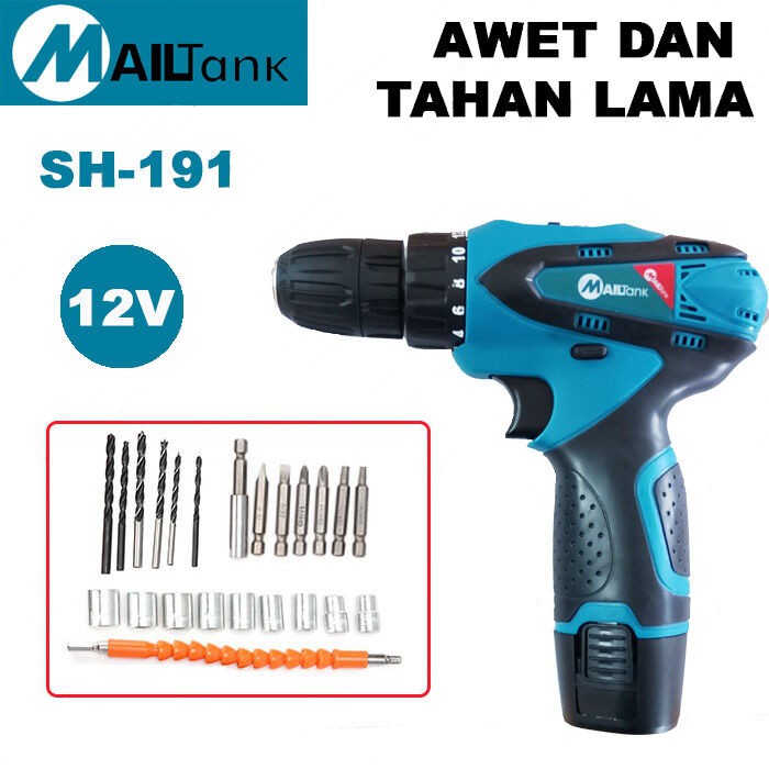 Mailtank SH191 Mesin Bor Baterai Cordless Drill 12V Mailtank