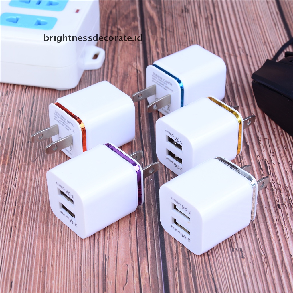 1pc Adapter Power Charger Dual Usb 2.1a / 1a Untuk Handphone