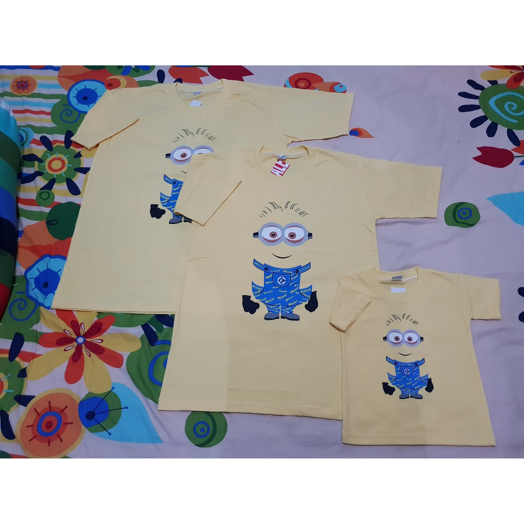 Baju Kaos Minion Keluarga Family Pasangan Couple Anak Dewasa Baby sampai Big Size Jumbo 4XL