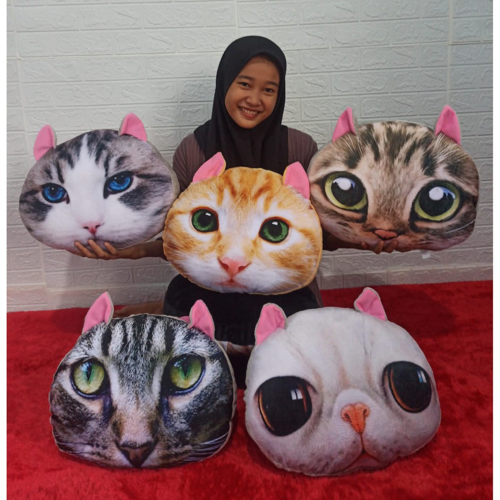 Bantal kepala kucing/bantal karakter hewan/bantal sofa unik/bantal dekorasi/bantal karakter lucu