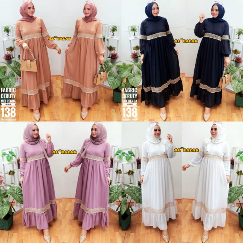 [ BISA COD] GAMIS CERUTY BABYDOLL MIX RENDA DADA LENGAN BALON, DRESS CERUTY BABYDOLL BUSUI, GAMIS CERUTY MODEL TERBARU BY AL BADAR