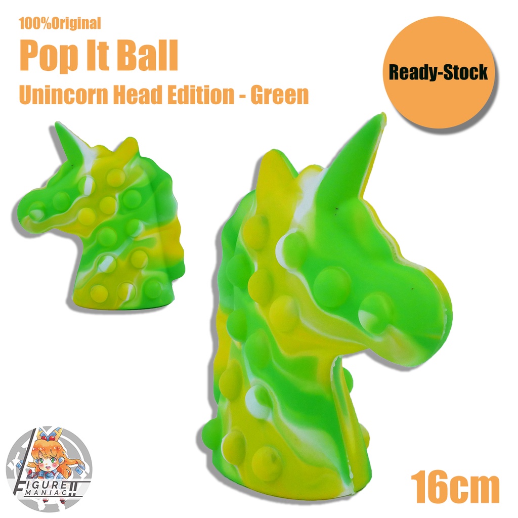 Pop It Ball - Unicorn Head Edition 16 Cm Squishy Mainan Anak