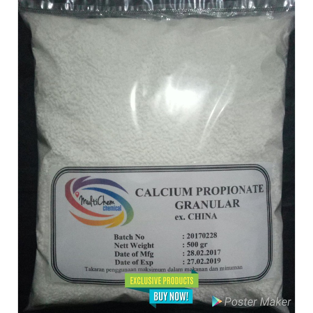 

Murah CALCIUM PROPIONATE GRANULAR FOOD GRADE ex. CHINA. 500 gr Special