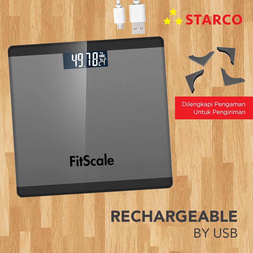 Starco Timbangan Badan Digital Body Weight Scale Cas Ulang