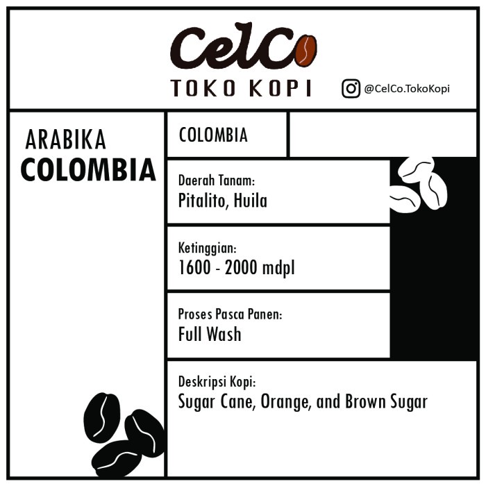 

Kopi Arabika Colombia 200gr | by Celco Toko Kopi | Kopi Biji & Bubuk