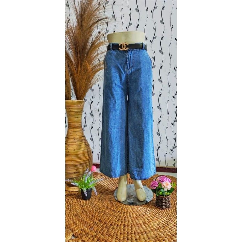 Celana Kulot Jeans Wanita - Celana Highwaist Wanita - Celana Highwaist Kulot