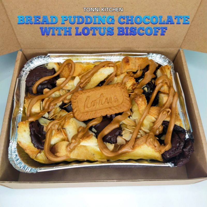 

Baked Bread or Croissant Pudding Chocolate Lotus Biscoff Nutella Personal Size 16 x 10 cm (Harga Per 2 pcs)