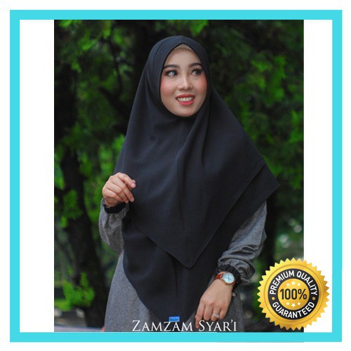 Hijab Khimar Jilbab Syari Diamond Dua Layer Premium Antem Warna Hitam - Abu silver - maroon - Navy