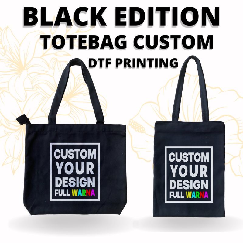 Tote bag Kanvas Twill Hitam Custom Totebag Custom Warna Hitam