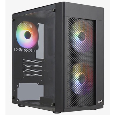 Casing AEROCOOL HEXFORM Include 3 FAN Fixed RGB M-ATX Black Matte | ITECHBALI