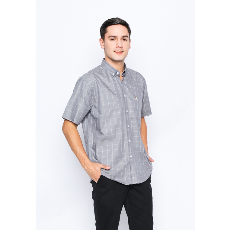 ARNOLD PALMER Kemeja Lengan Pendek Pria Abu-Abu Motif Kotak - P-ABBE08-Y5