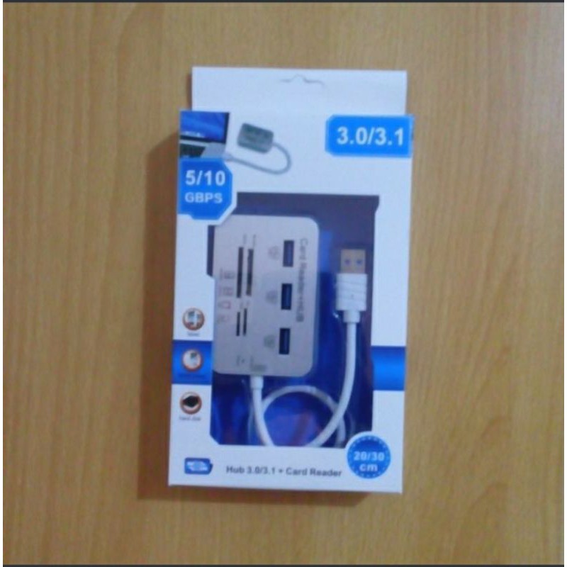 USB HUB 3.0 3 PORT DAN CARD READER 4  SLOT COMBO ALUMUNIUM HIGH QUALITY